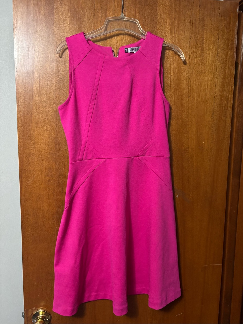 Jennifer Lopez Hot Pink Sleeveless Fit-and-Flare Midi Dress